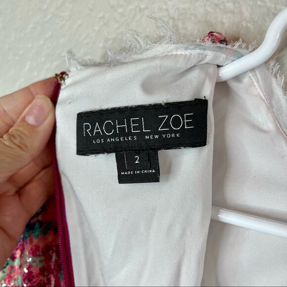 Rachel Zoe pink sequin mini dress with concealed zip and raw edge detailing - Picture 10 of 13